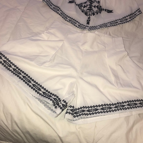 Two Piece white set with black design - Picture 2 of 5